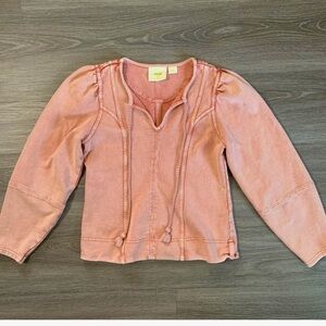 Anthropologie Maeve Pigment Dyed Tie Front Pullover Sweatshirt / xsmall